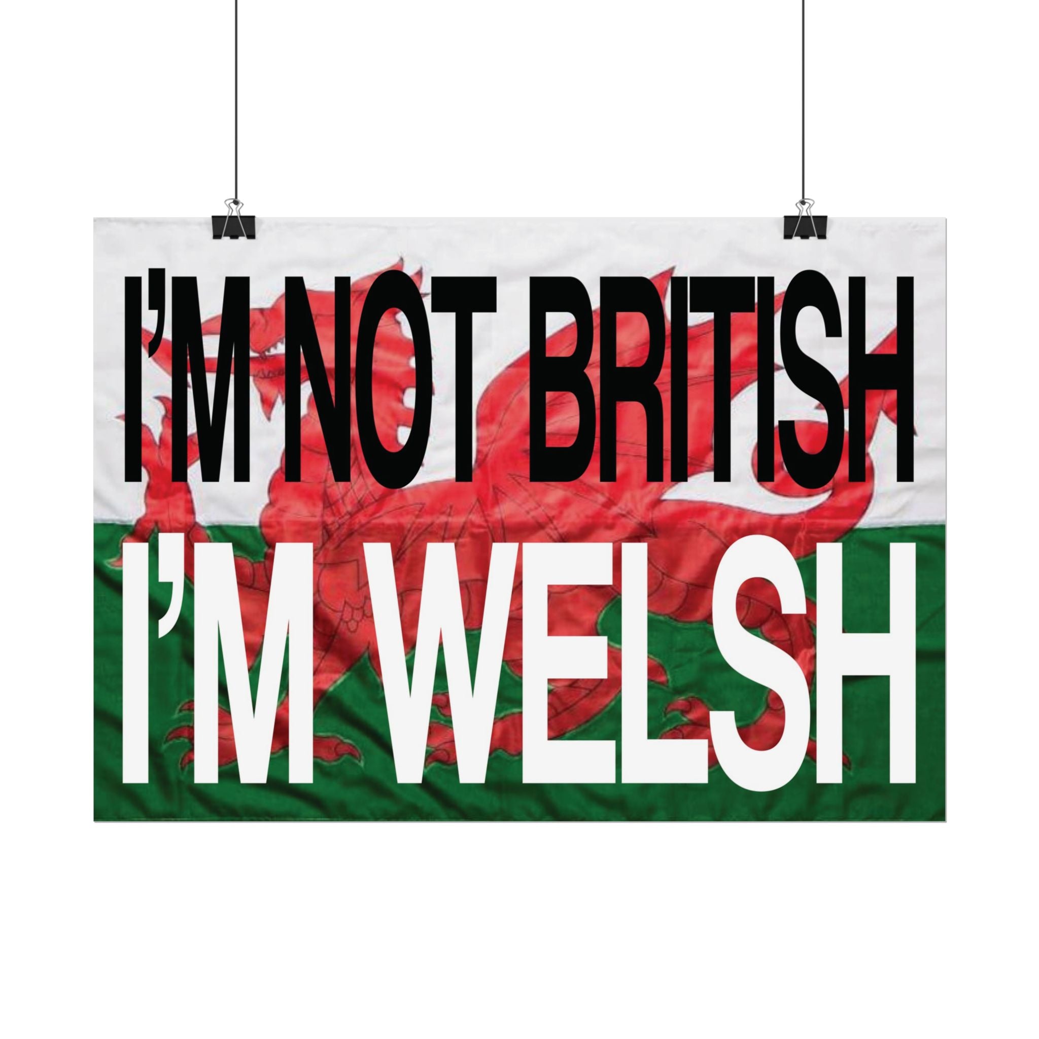 I'm Not British I'm Welsh Poster Rolled Posters | Wales Flag Typography