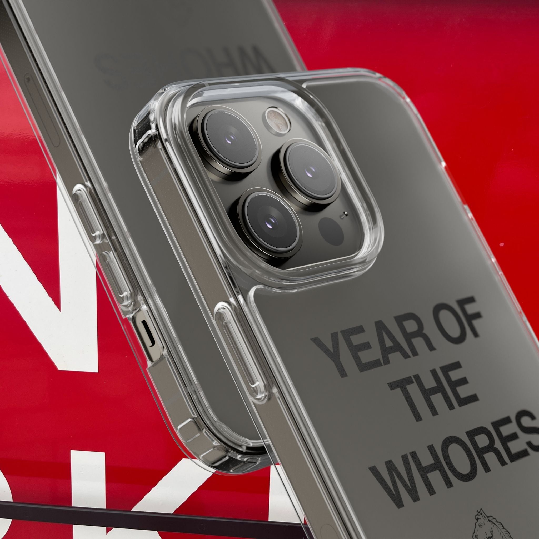 Year of the Whores Clear Case | Phone Case, Text Design, Horse Graphic